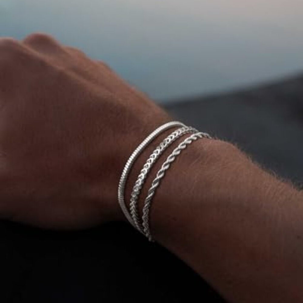 Silver Plated Stackable Bracelet Set Minimal Chic… - image 4